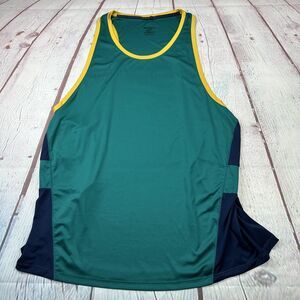 Brooks Running Shirt Mens XXL Green Yellow Singlet Tank Mesh Racing 211220